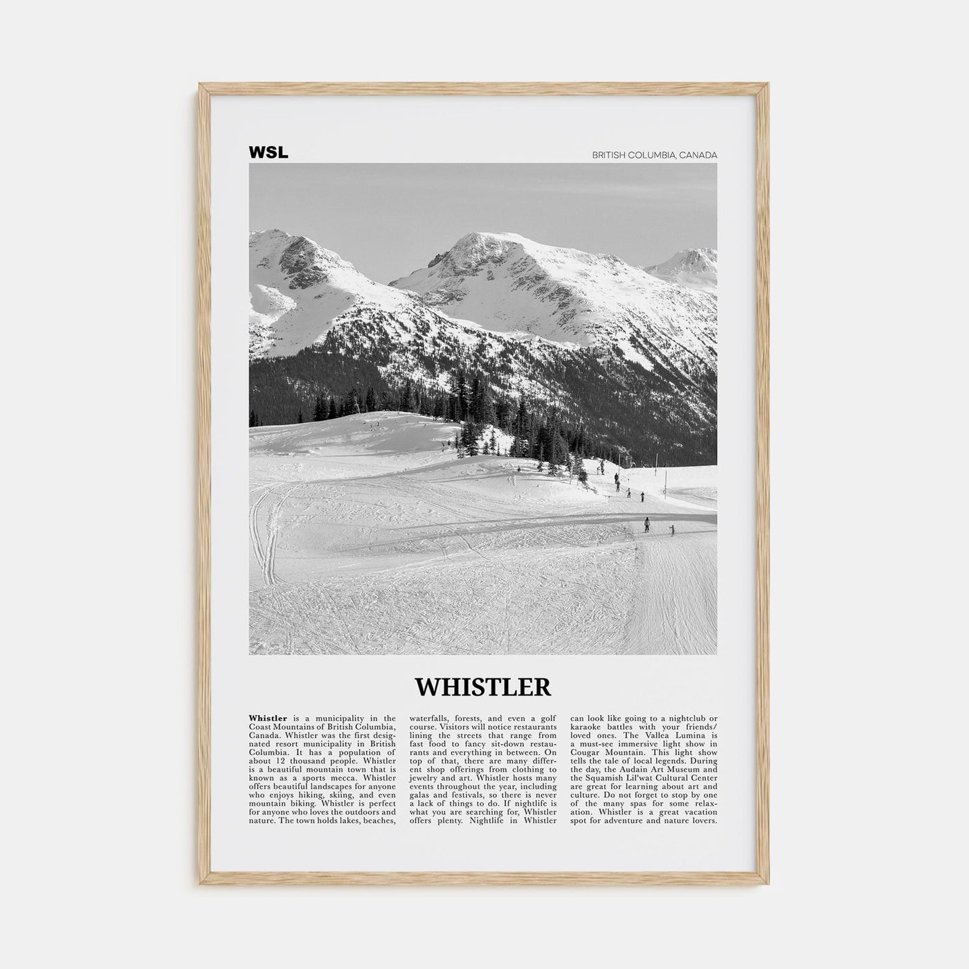 Whistler Poster Natural Wood / 8x12 in Nbourhood Travel B&W Poster