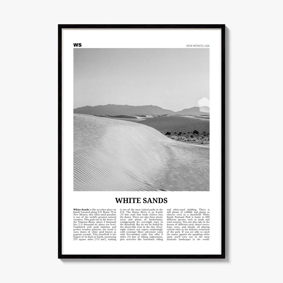 White Sands National Park Newspaper Poster, framed poster mockup