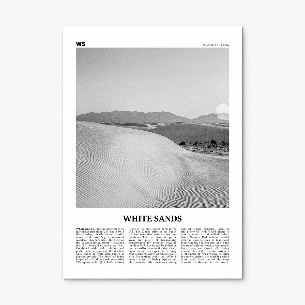 White Sands National Park Newspaper Poster, print only (unframed)