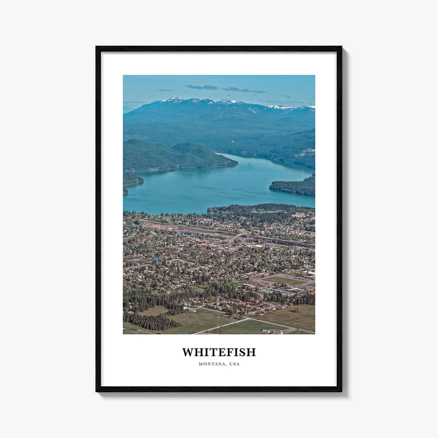 Whitefish colorful classic poster of Montana, USA – vertical wall art, unframed print shown in interior mockup