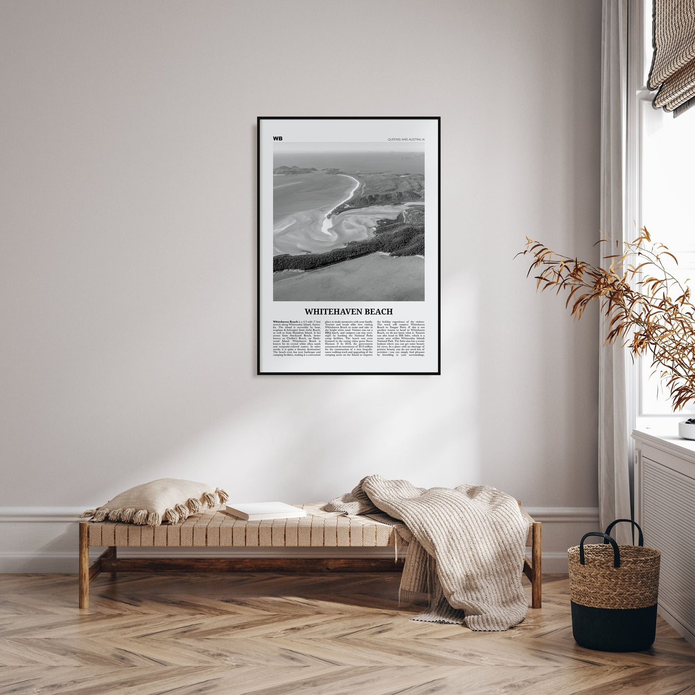 Whitehaven Beach Poster Nbourhood Travel B&W Poster