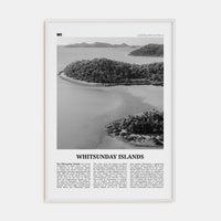 Whitsunday Islands Poster White Wood / 8x12 in Nbourhood Travel B&W Poster