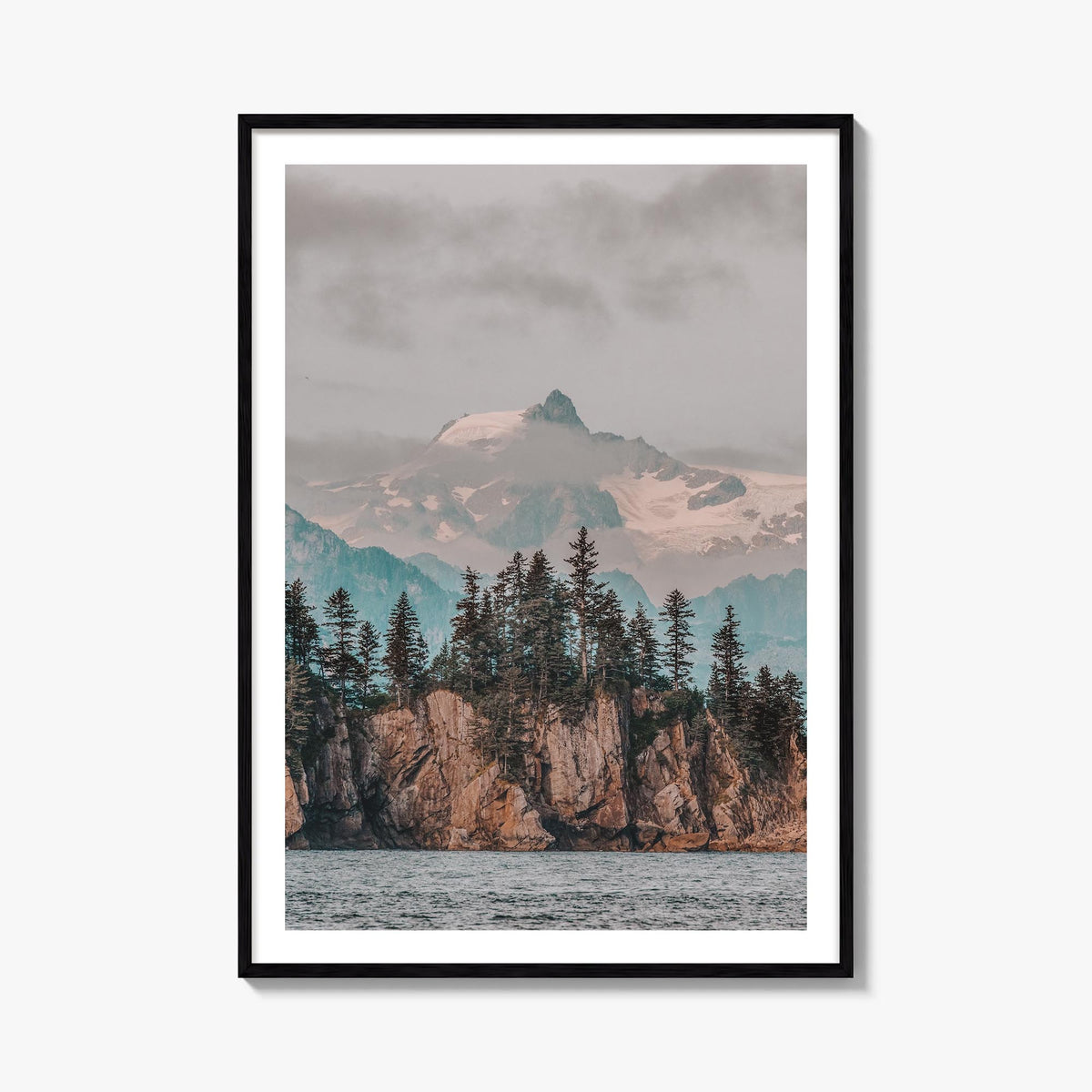 Whittier, Alaska colorful photo poster of Alaska, USA – vertical wall art, unframed print shown in interior mockup