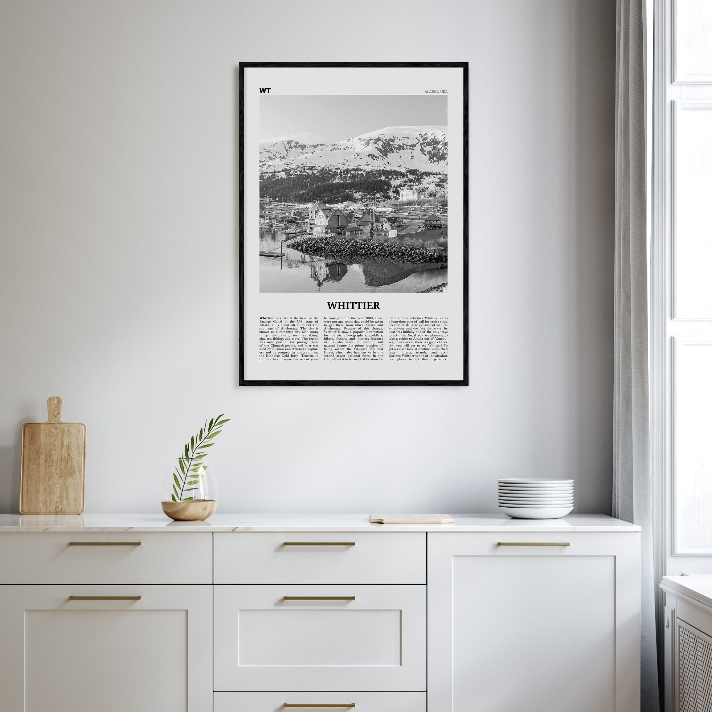 Whittier, Alaska Poster Nbourhood Travel B&W Poster