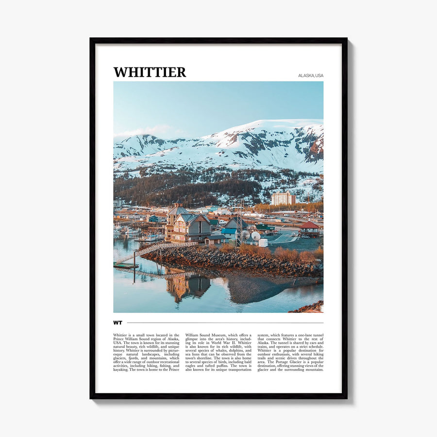 Whittier, Alaska Travel Poster, framed poster mockup