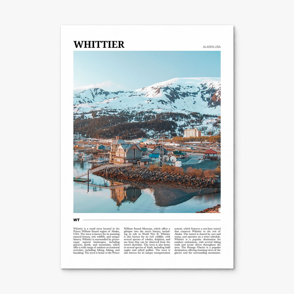 Whittier, Alaska Travel Poster, print only (unframed)