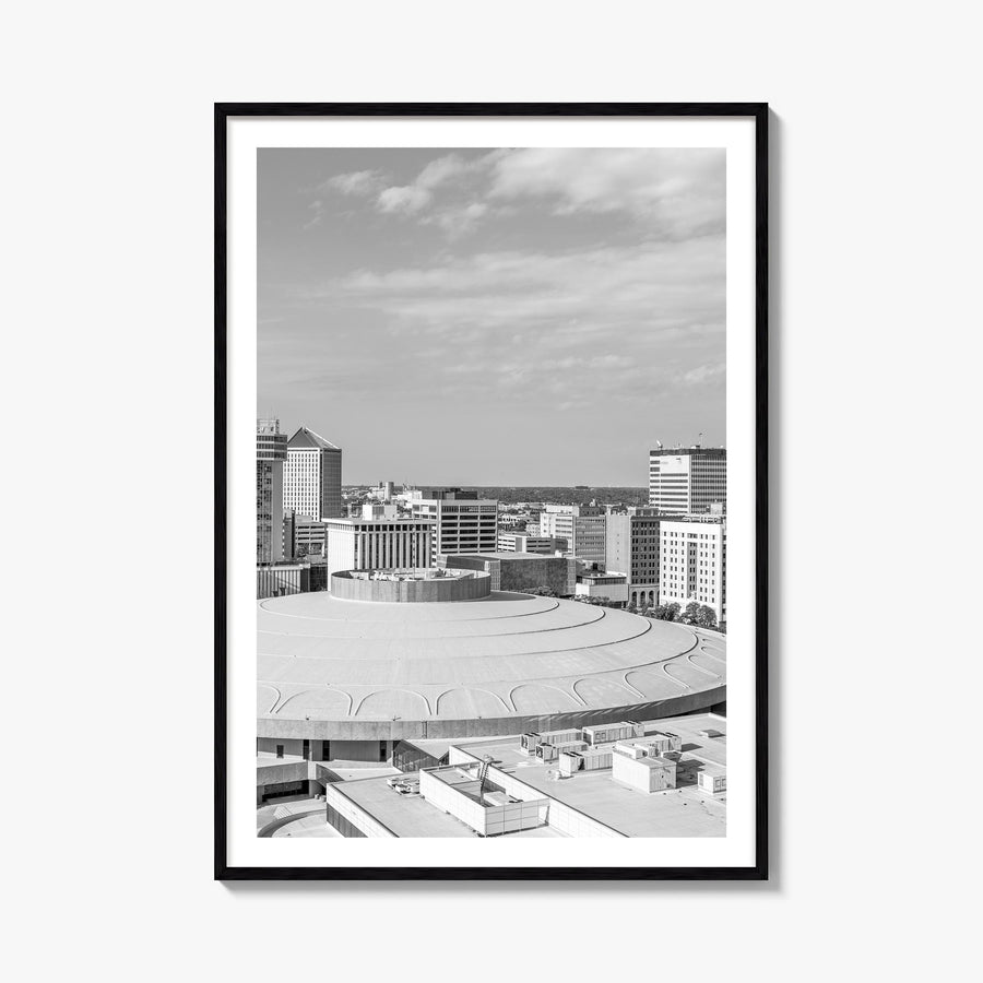 Wichita black & white photo poster of Kansas, USA – vertical wall art, unframed print shown in interior mockup