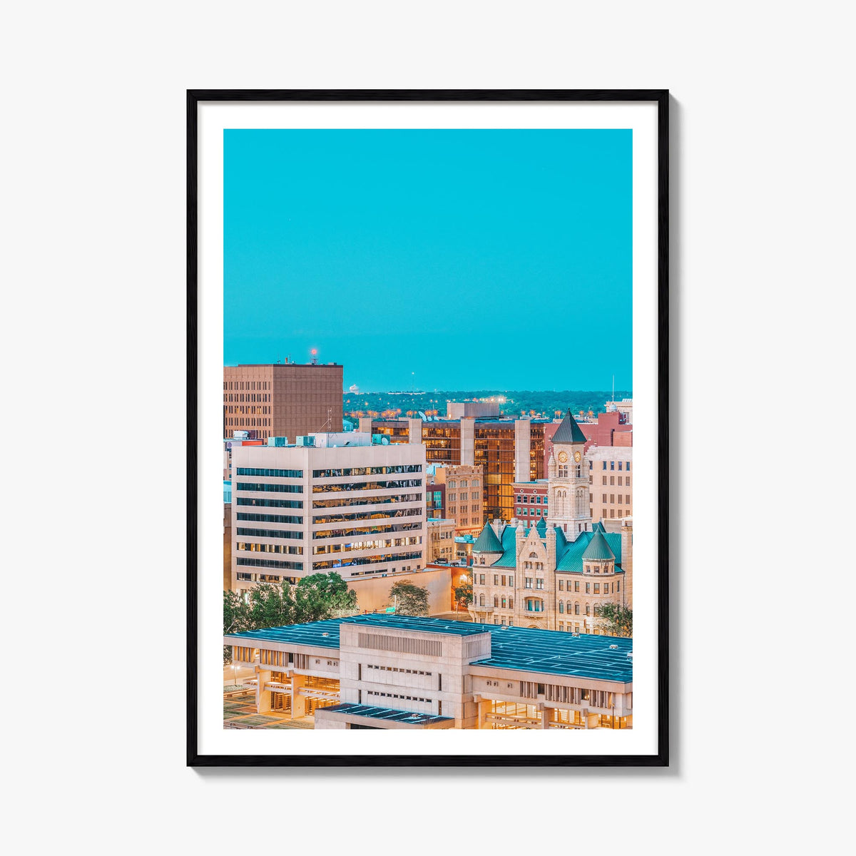 Wichita colorful photo poster of Kansas, USA – vertical wall art, unframed print shown in interior mockup