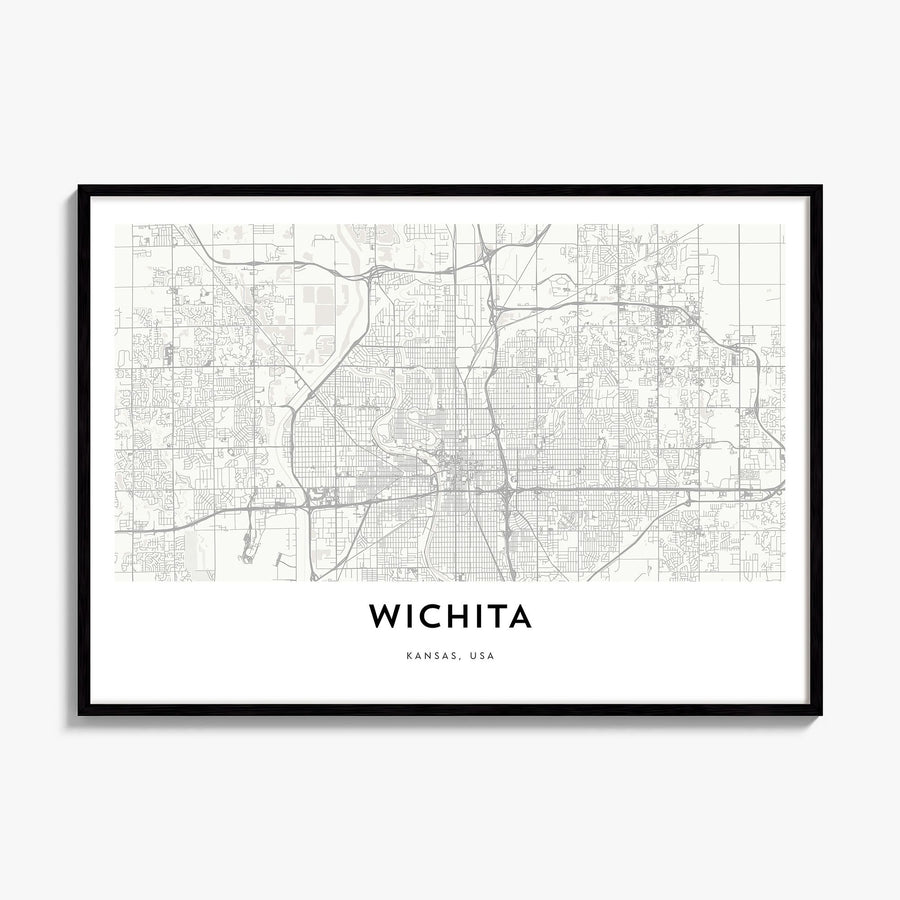 Wichita Map Poster, framed poster mockup
