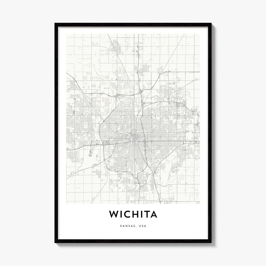 Wichita Map Poster, framed poster mockup
