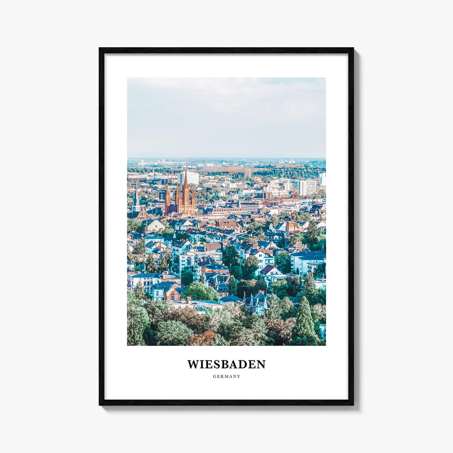 Wiesbaden colorful classic poster of Germany – vertical wall art, unframed print shown in interior mockup
