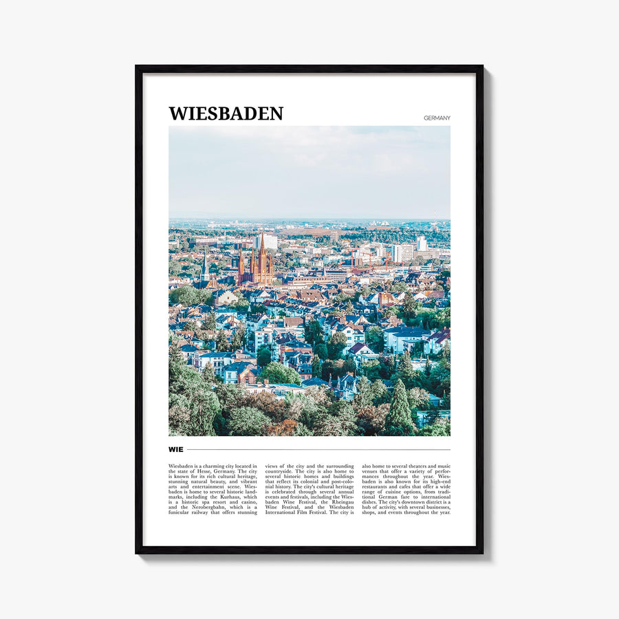 Wiesbaden colorful travel poster of Germany – vertical wall art, unframed print shown in interior mockup