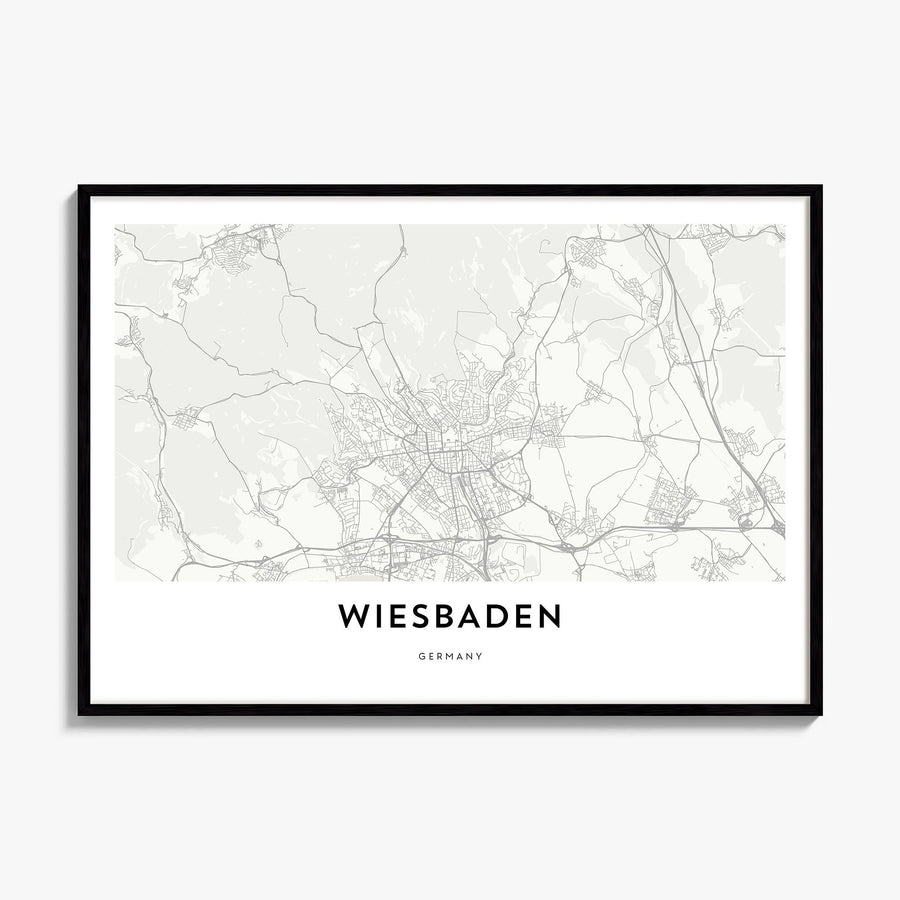 Wiesbaden Map Poster, framed poster mockup