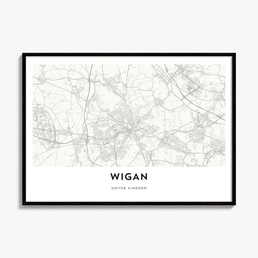 Wigan Map Poster, framed poster mockup