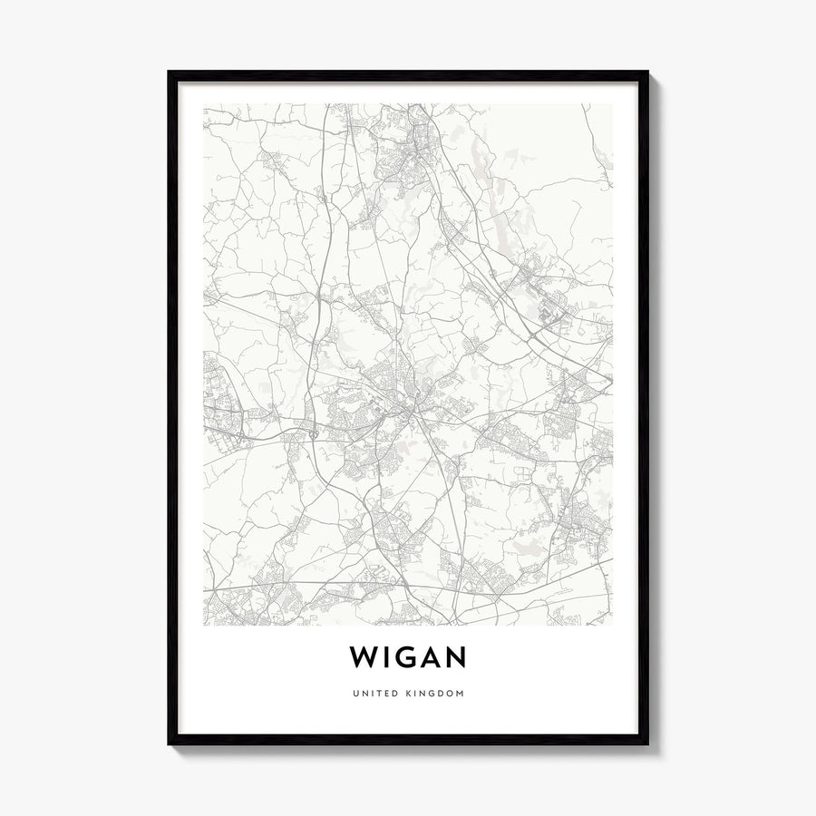Wigan Map Poster, framed poster mockup