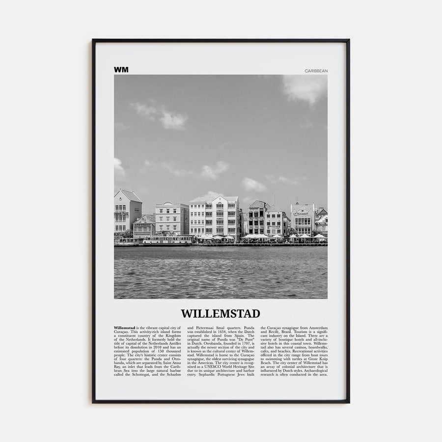 Willemstad Poster Black Metal / 8x12 in Nbourhood Travel B&W Poster