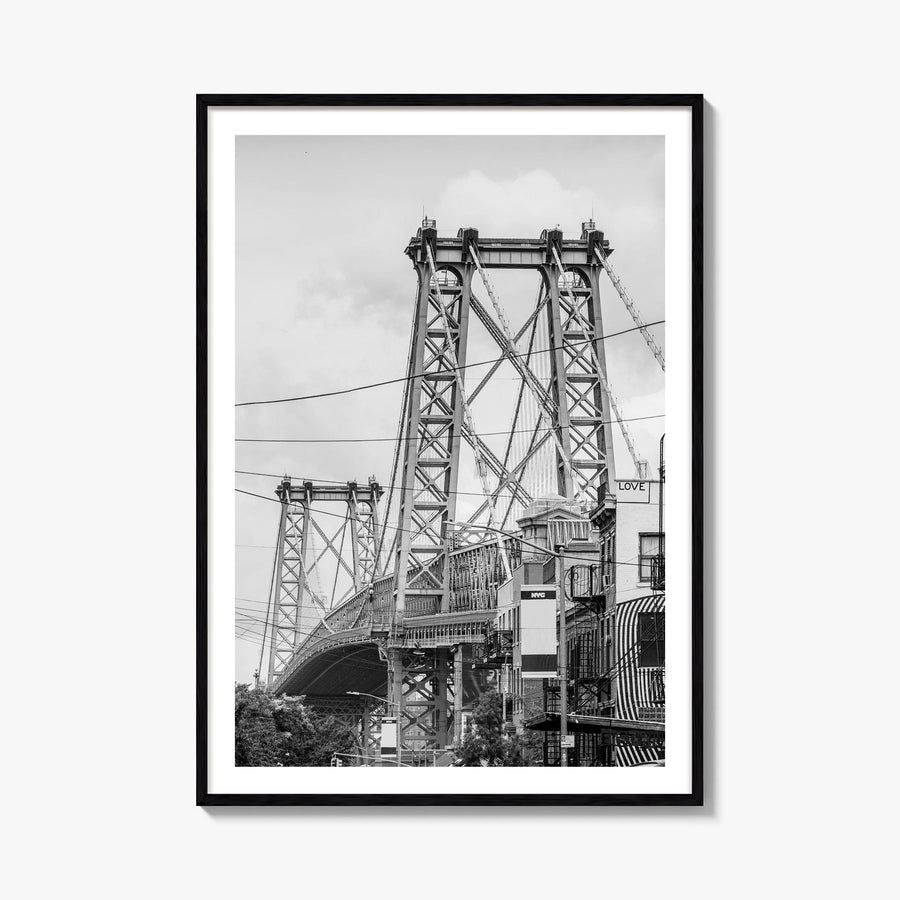 Williamsburg, New York black & white photo poster of New York, USA – vertical wall art, unframed print shown in interior mock