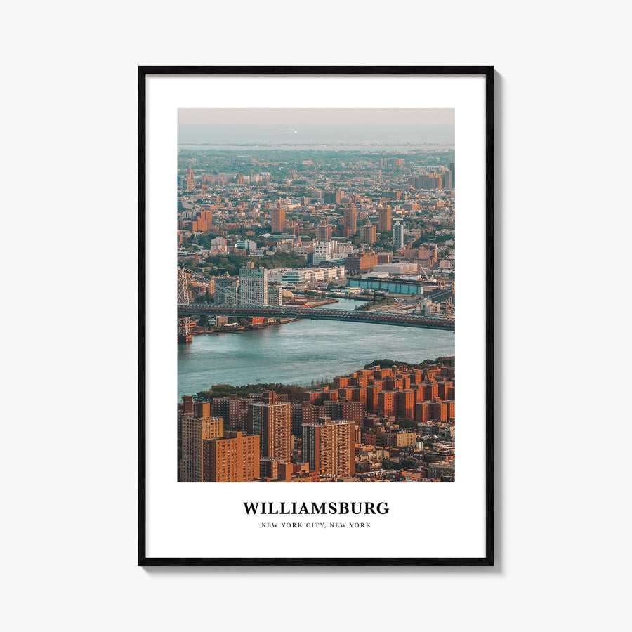 Williamsburg, New York colorful classic poster of New York, USA – vertical wall art, unframed print shown in interior mockup
