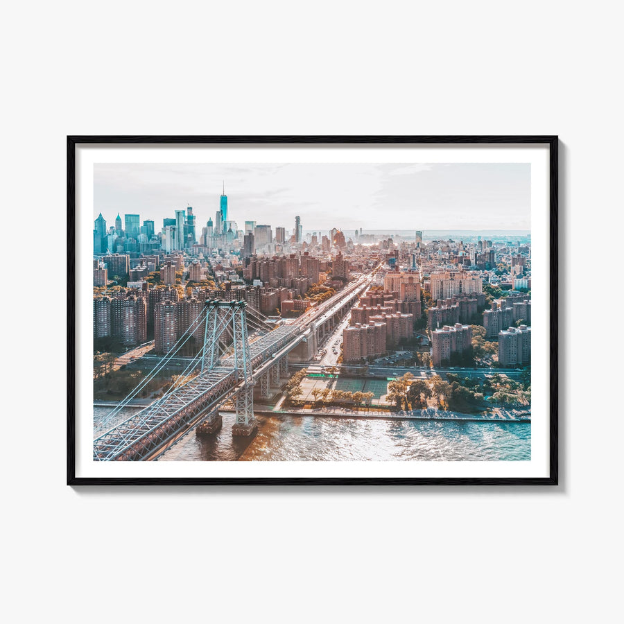 Williamsburg, New York colorful photo poster of New York, USA – horizontal wall art, unframed print shown in interior mockup