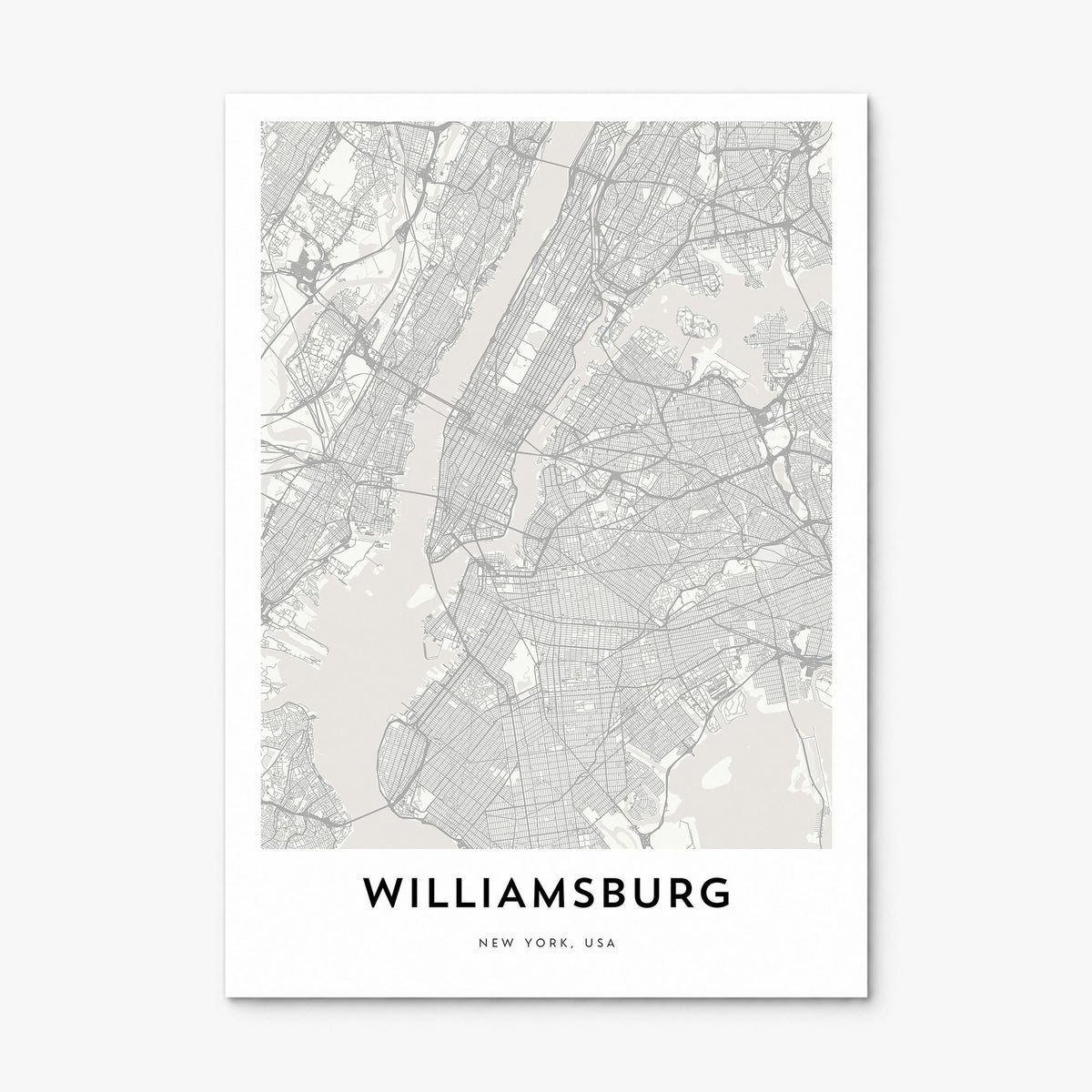 Williamsburg, New York Map Poster, print only (unframed)