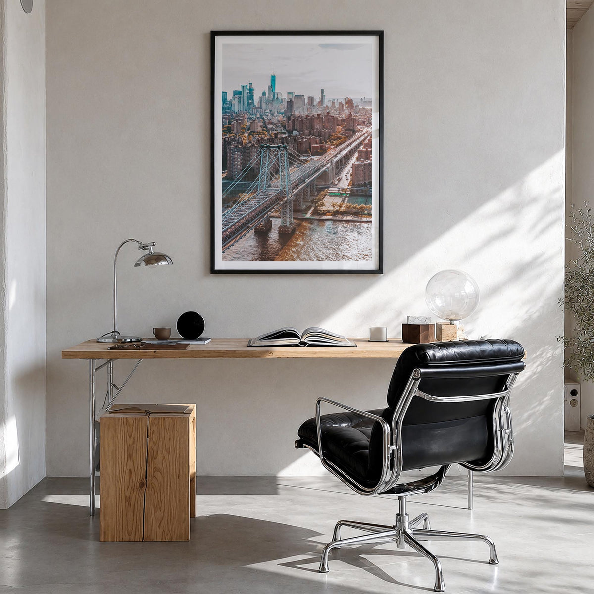 Williamsburg, New York no. 1 colorful photo poster of New York, USA – vertical wall art in black wood frame with white border