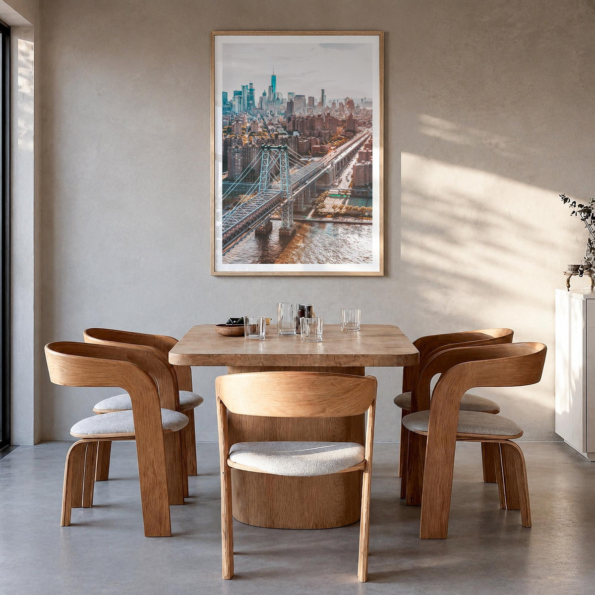 Williamsburg, New York no. 1 colorful photo poster of New York, USA – vertical wall art in natural wood frame with white bord