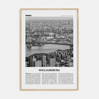 Williamsburg, New York No 1 Poster Natural Wood / 8x12 in Nbourhood Travel B&W Poster