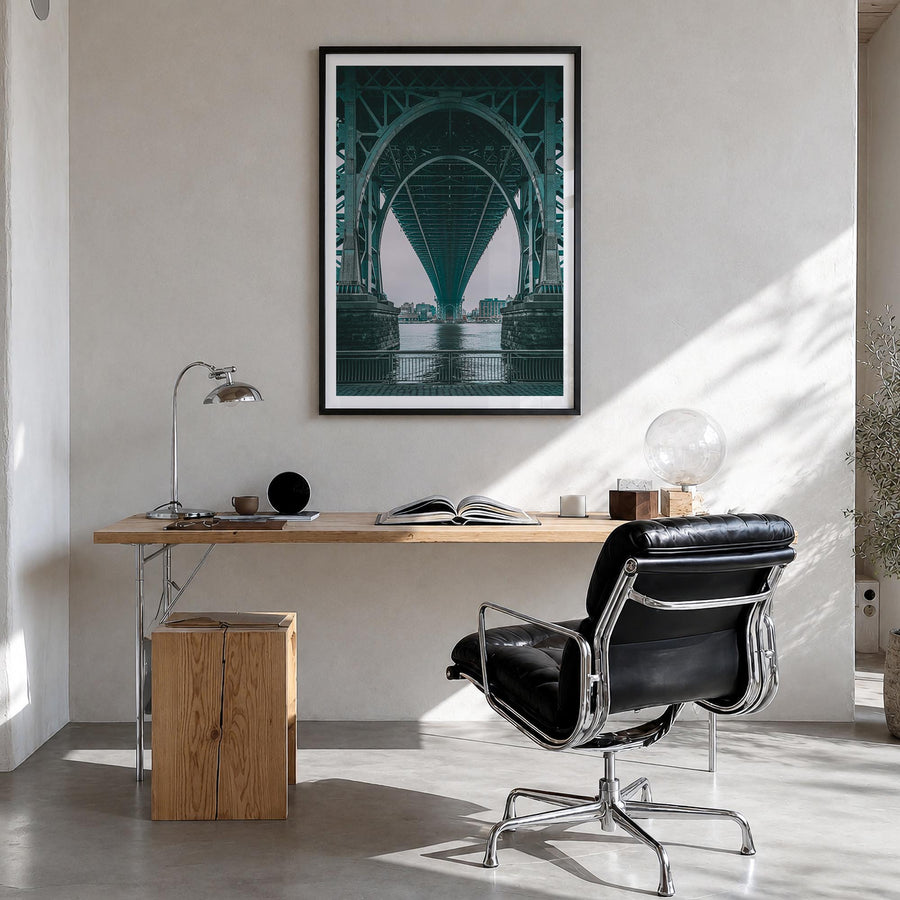 Williamsburg, New York no. 2 colorful photo poster of New York, USA – vertical wall art in black wood frame with white border