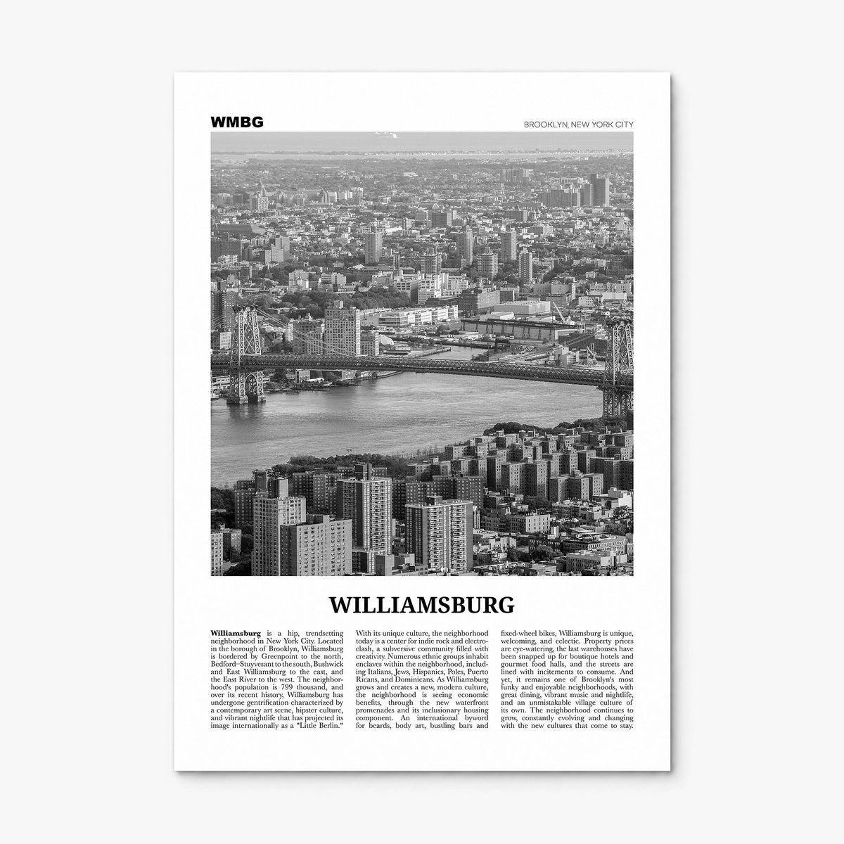 Williamsburg, New York Newspaper No 1 Poster, print only (unframed)