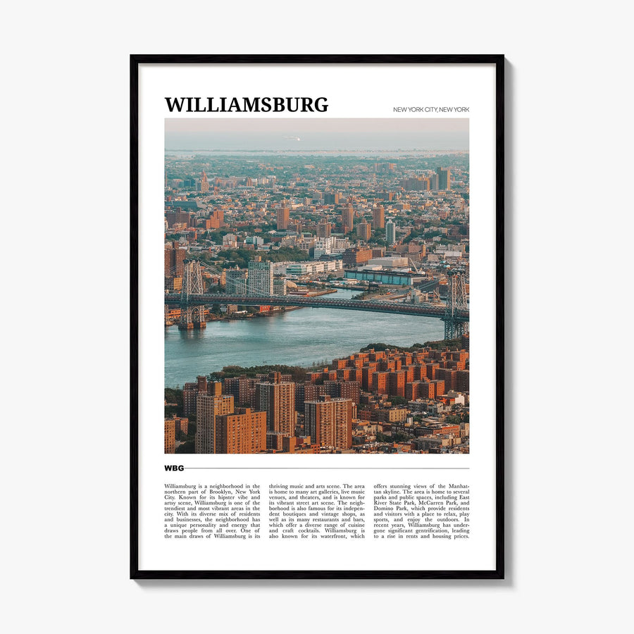 Williamsburg, New York Travel Poster, framed poster mockup