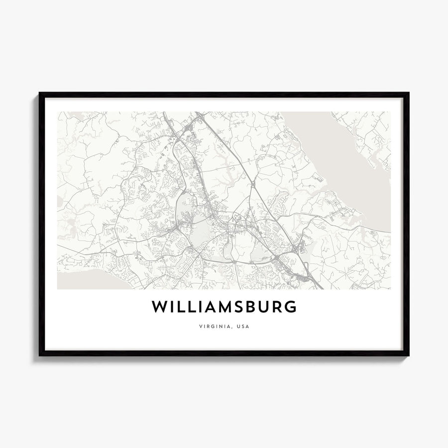 Williamsburg, Virginia Map Poster, framed poster mockup