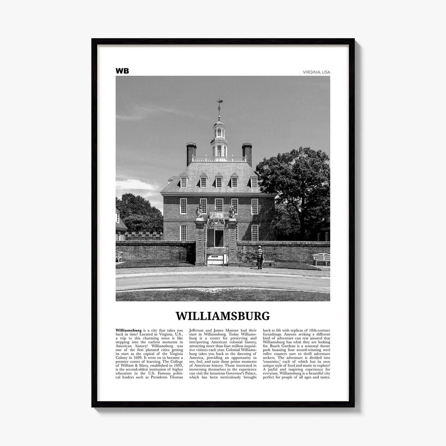 Williamsburg, Virginia Newspaper Poster, framed poster mockup