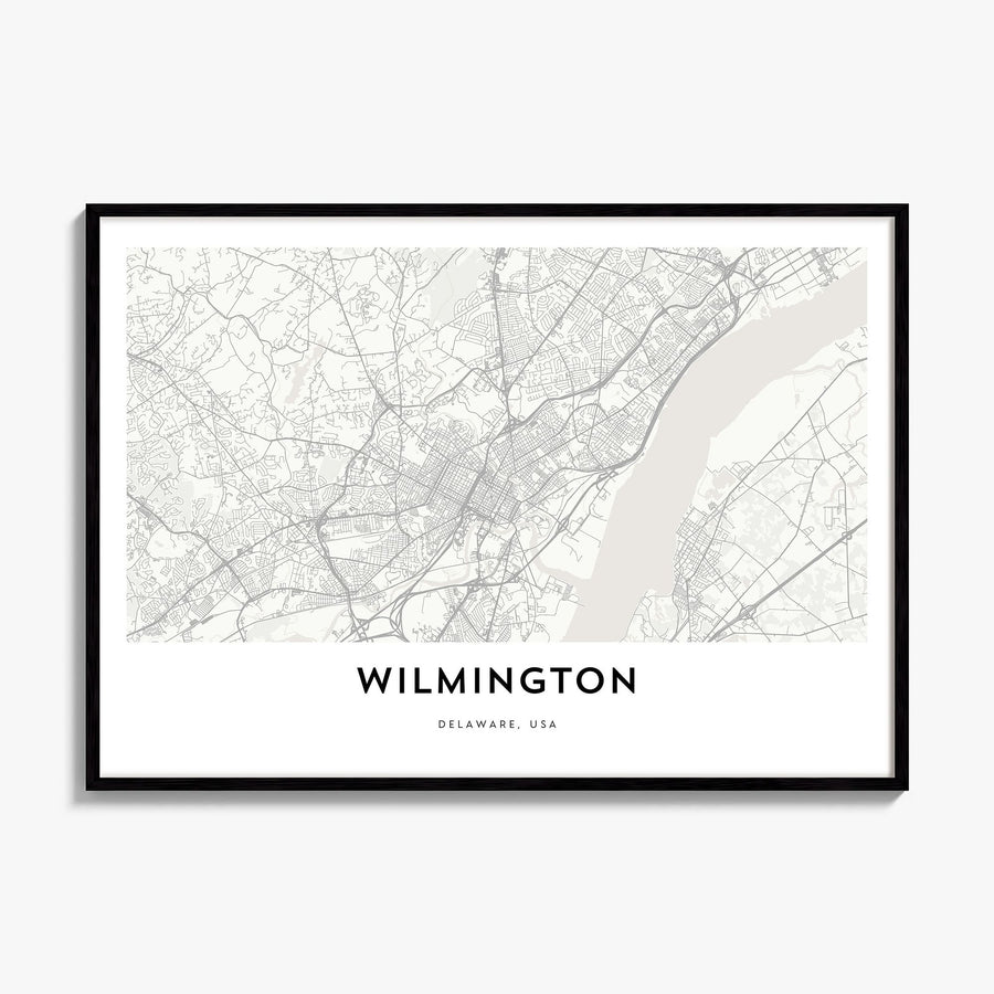 Wilmington, Delaware Map Poster, framed poster mockup