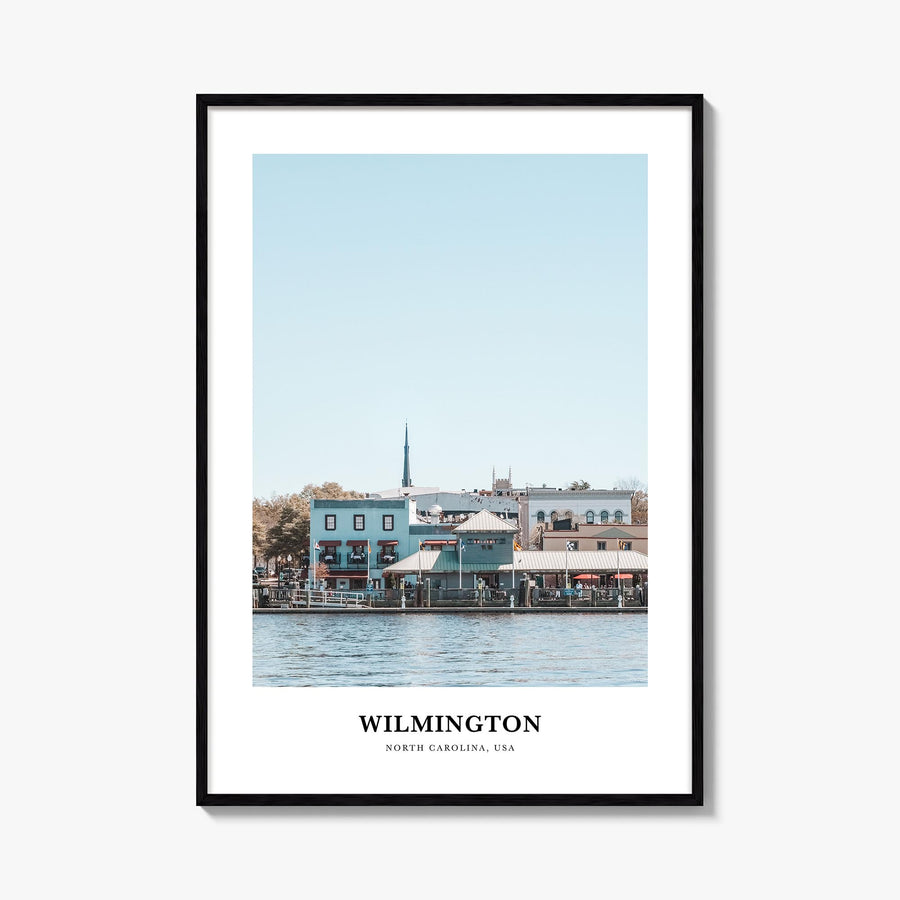 Wilmington, North Carolina colorful classic poster of North Carolina, USA – vertical wall art, unframed print shown in interi