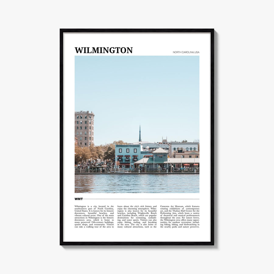 Wilmington, North Carolina colorful travel poster of North Carolina, USA – vertical wall art, unframed print shown in interio