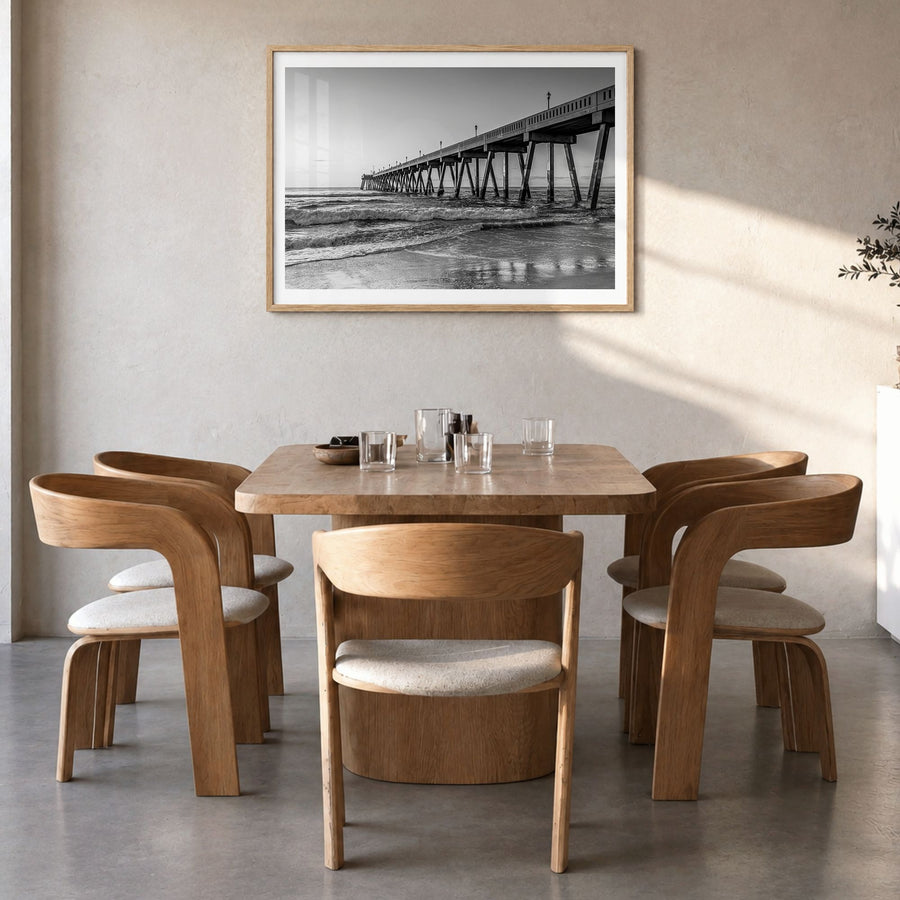 Wilmington, North Carolina Photo Poster in a natural wood frame, hanging in a dining room, white border
