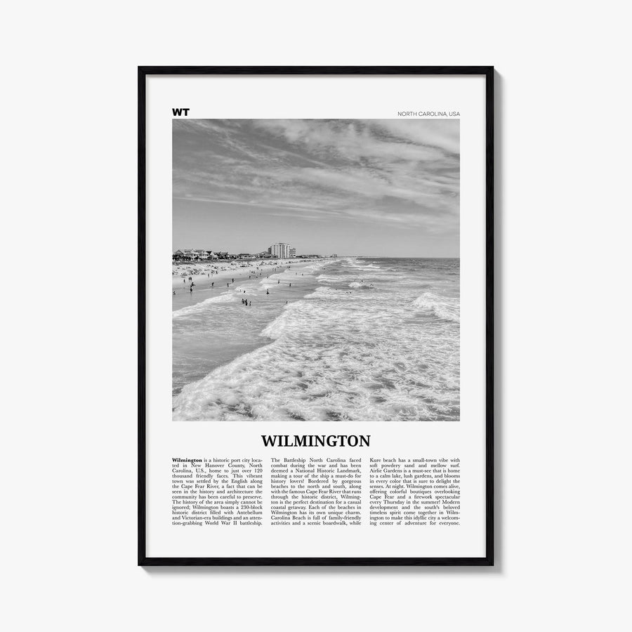 Wilmington, North Carolina no. 1 black & white newspaper poster of North Carolina, USA – vertical wall art, unframed print sh