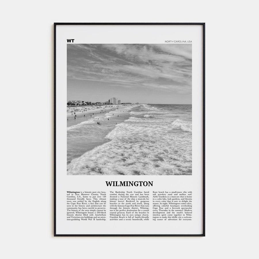 Wilmington, North Carolina No 1 Poster Black Metal / 8x12 in Nbourhood Travel B&W Poster