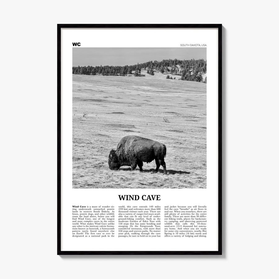 Wind Cave National Park Newspaper Poster, framed poster mockup