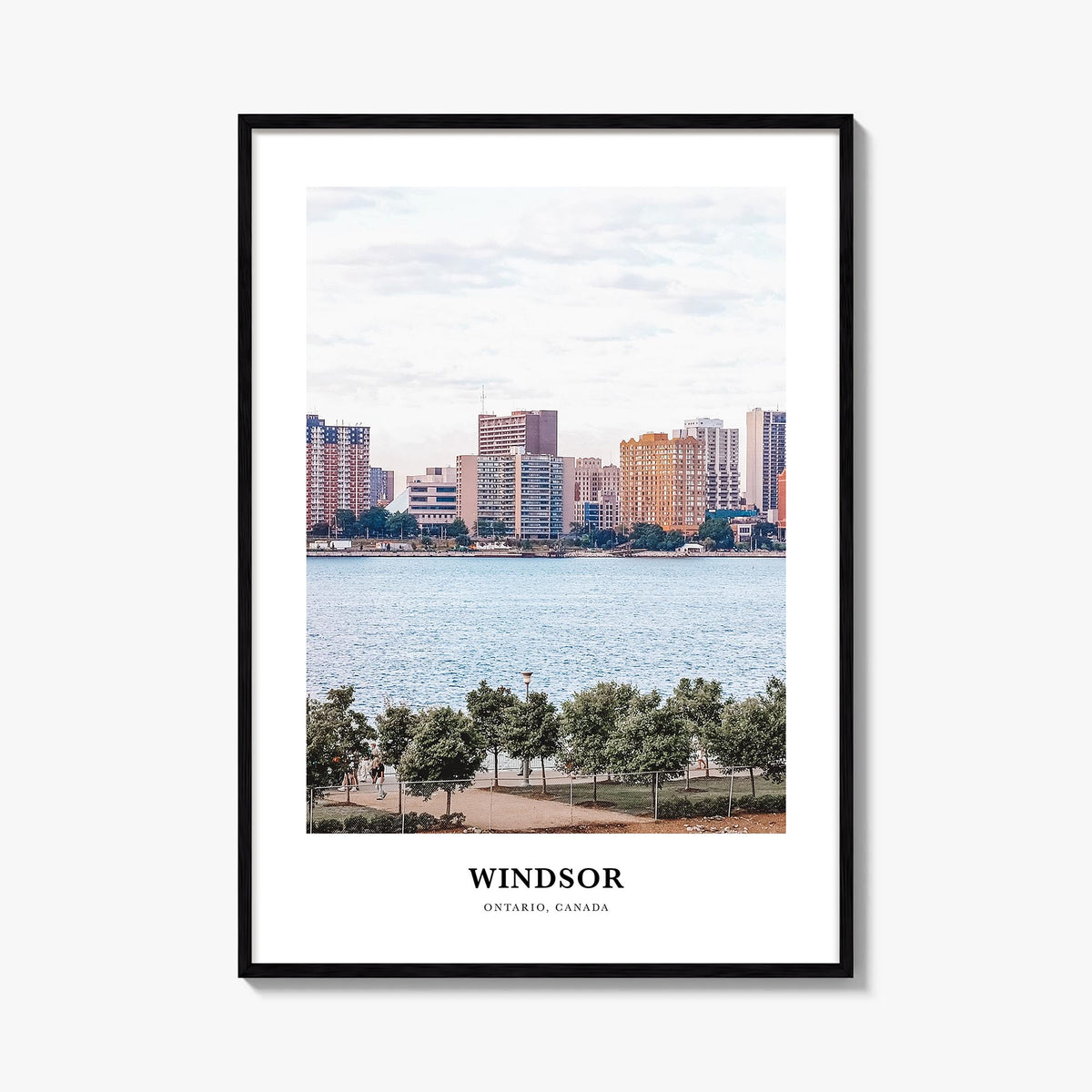 Windsor, Canada colorful classic poster of Canada – vertical wall art, unframed print shown in interior mockup