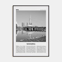 Winnipeg No 1 Poster Black Metal / 8x12 in Nbourhood Travel B&W Poster