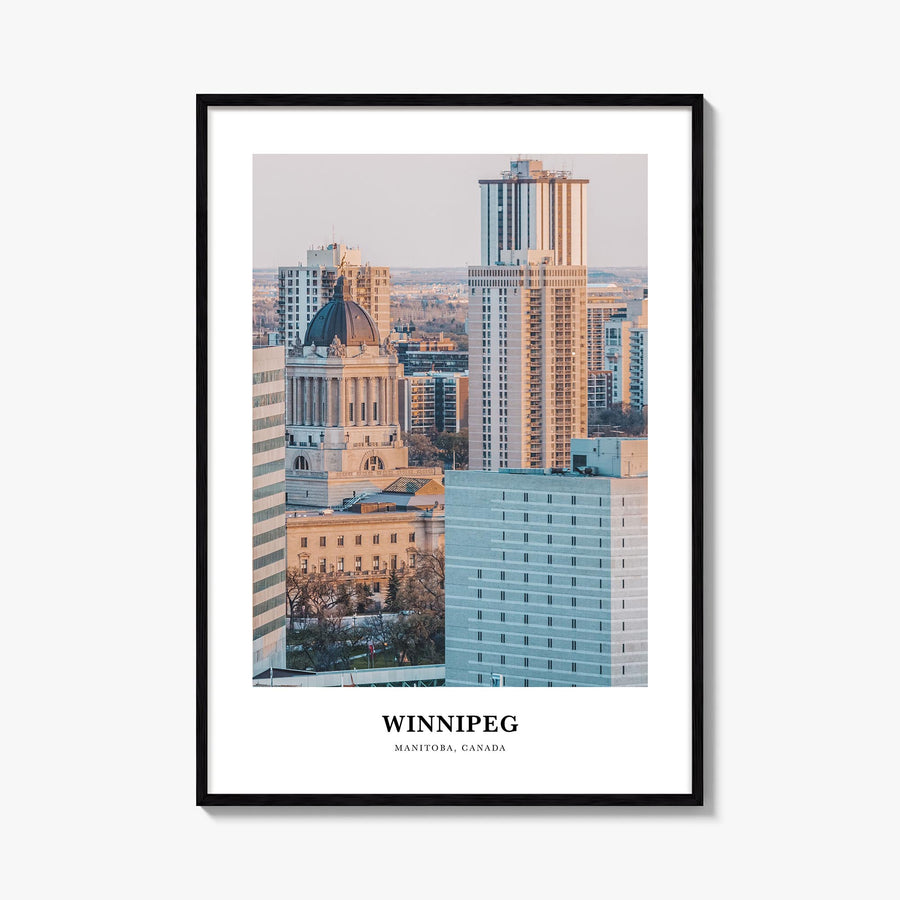 Winnipeg no. 2 colorful classic poster of Manitoba, Canada – vertical wall art, unframed print shown in interior mockup