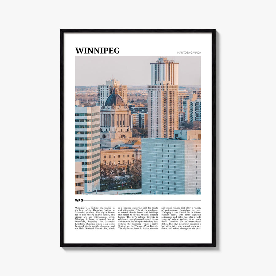 Winnipeg no. 2 colorful travel poster of Manitoba, Canada – vertical wall art, unframed print shown in interior mockup