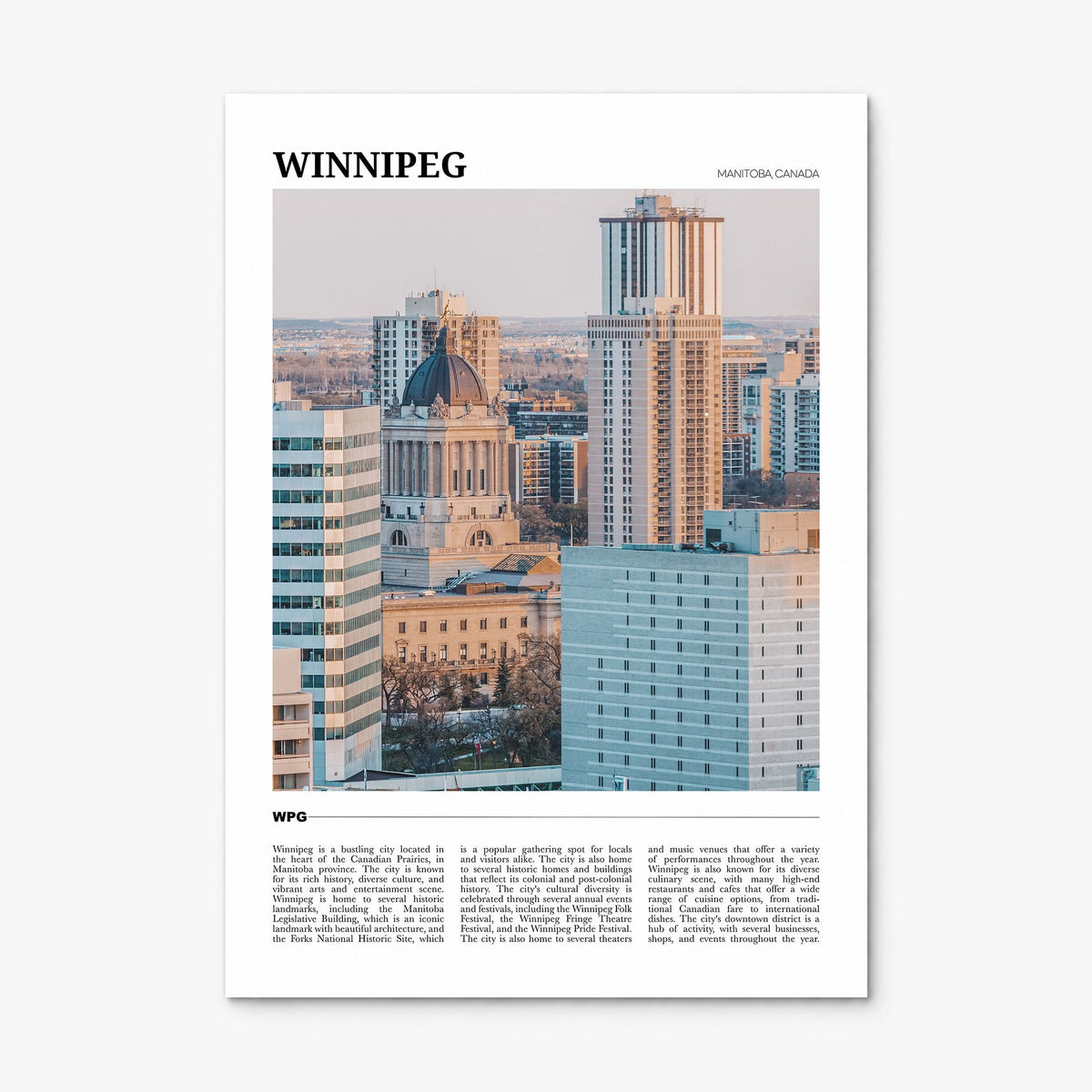 Winnipeg Travel No 2 Poster, print only (unframed)