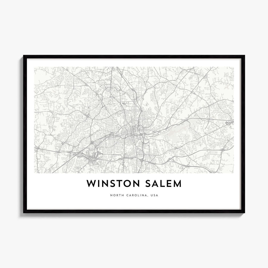 Winston-Salem Map Poster, framed poster mockup