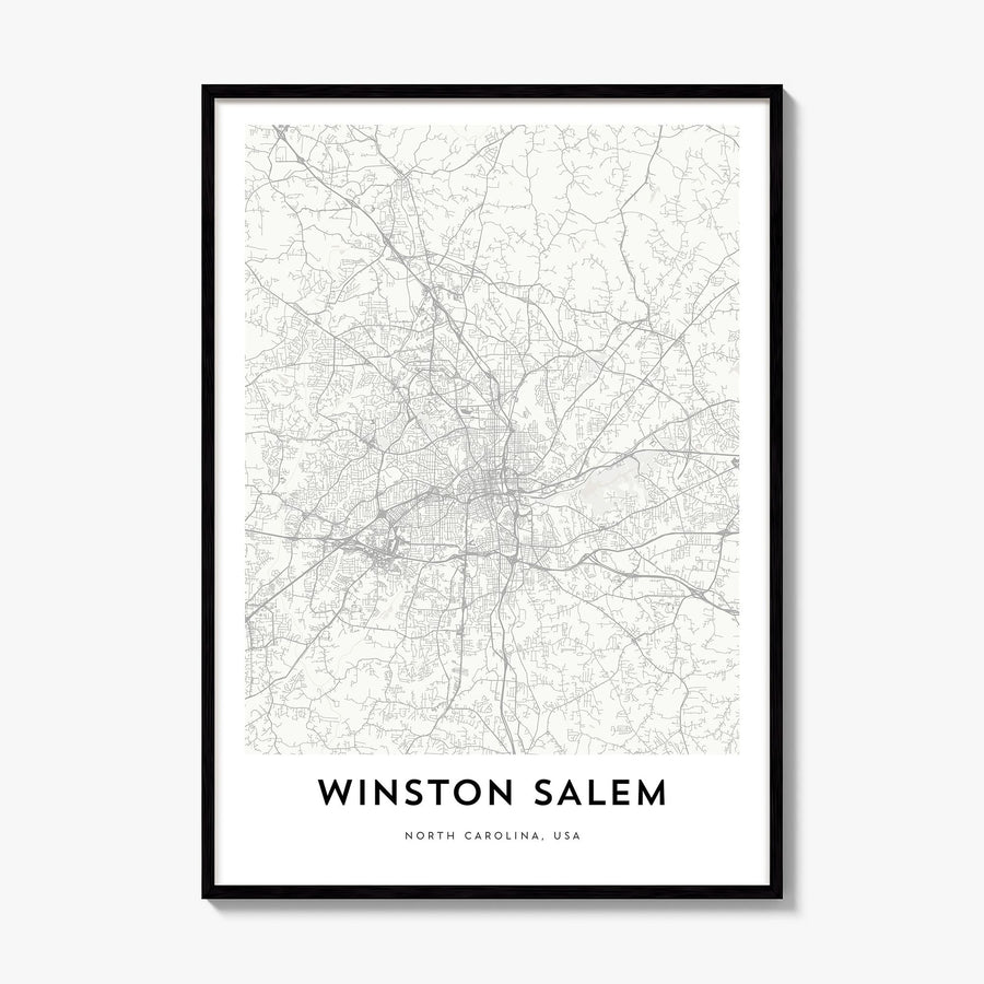 Winston-Salem Map Poster, framed poster mockup