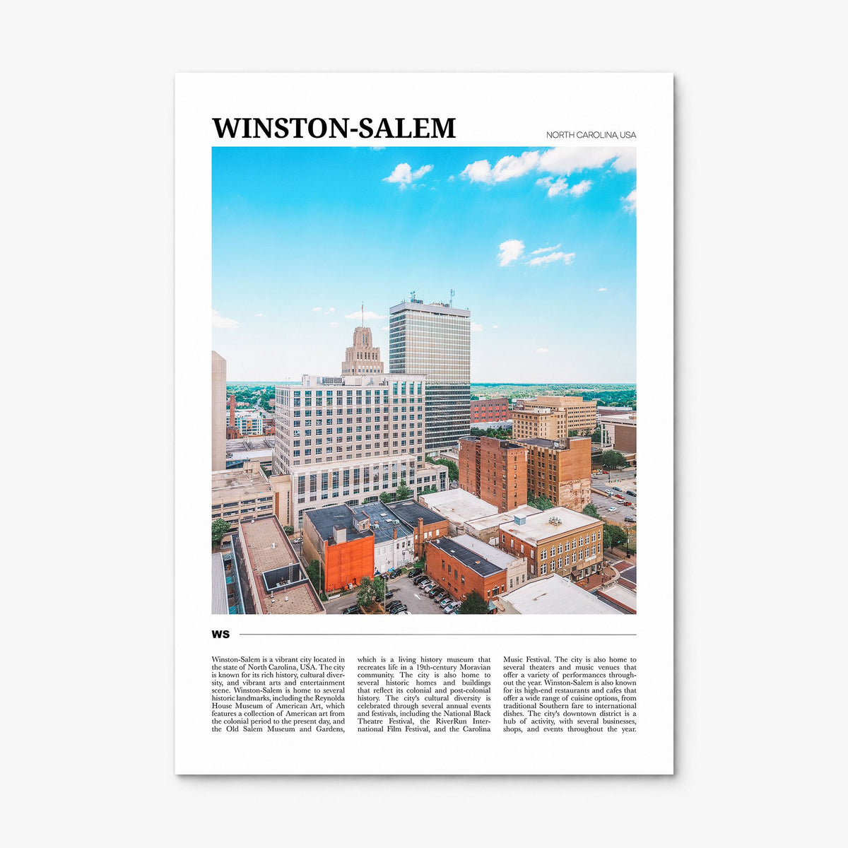 Winston-Salem Travel Poster, print only (unframed)