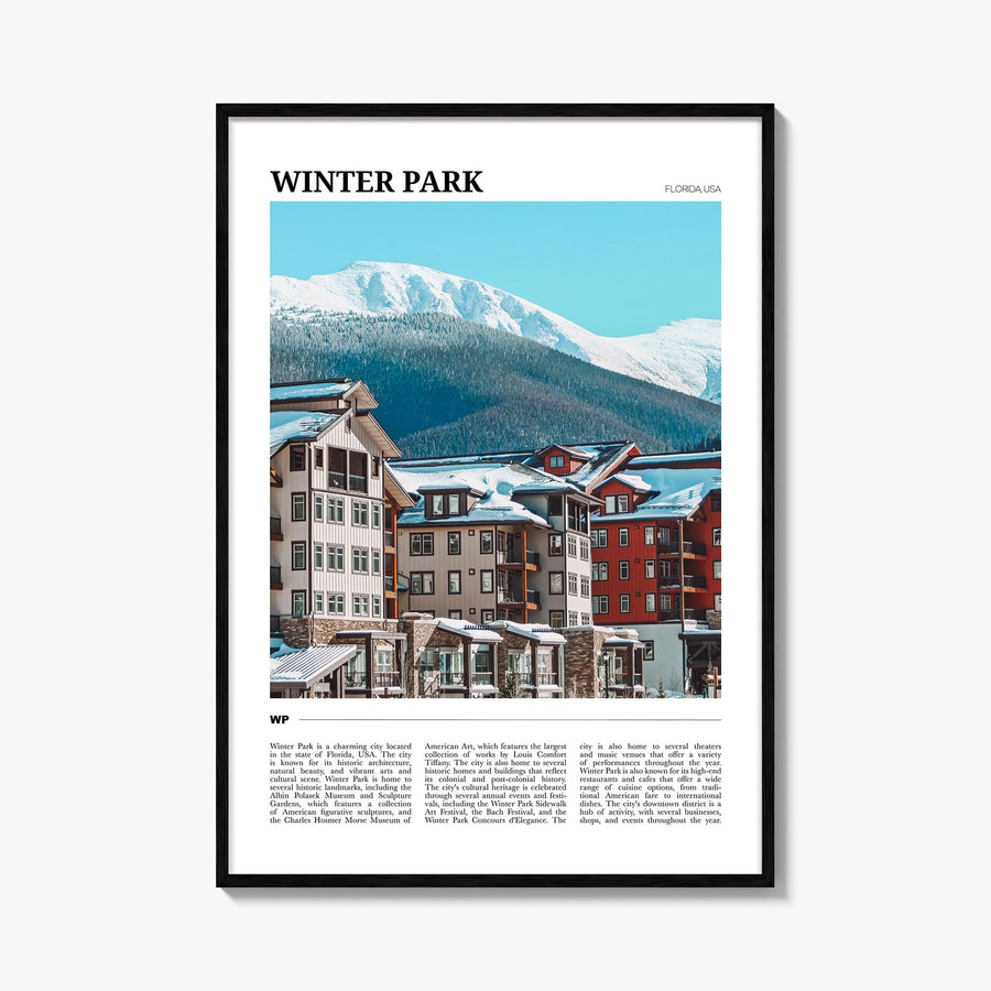 Winter Park colorful travel poster of Colorado, USA – vertical wall art, unframed print shown in interior mockup
