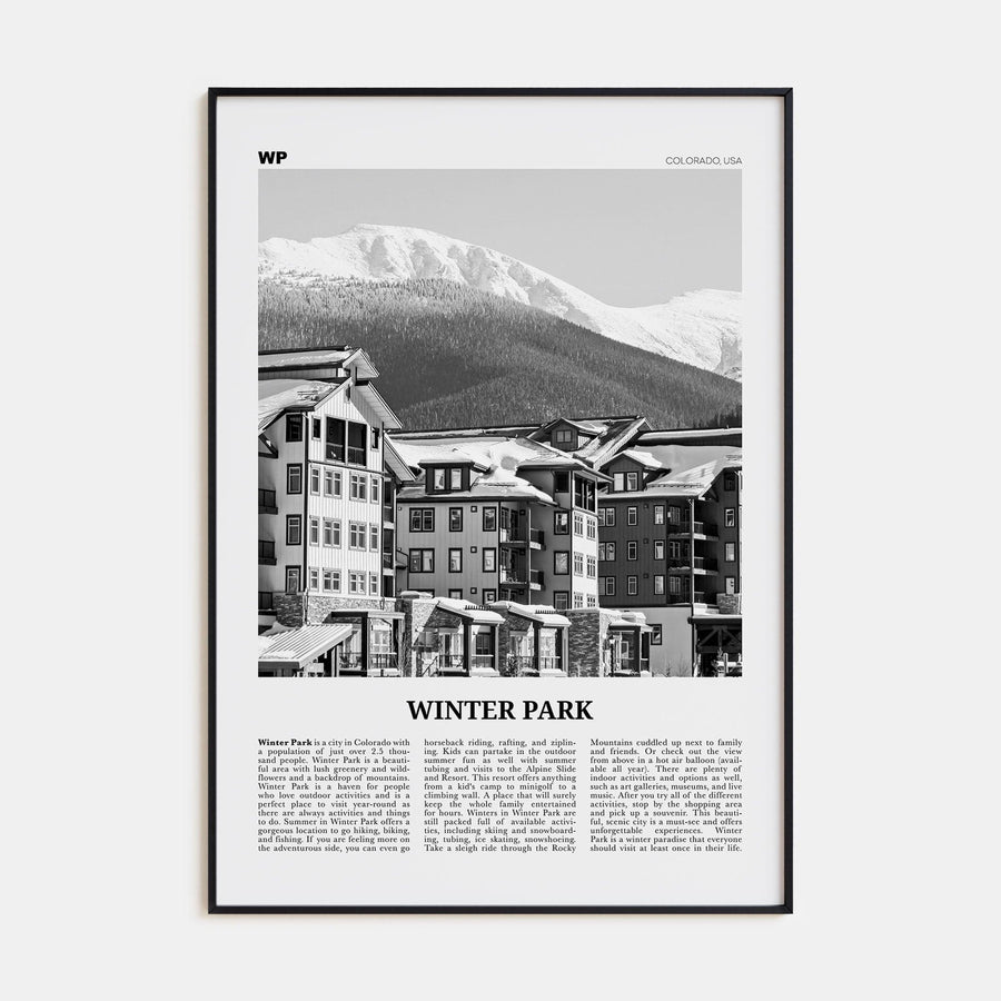 Winter Park Poster Black Metal / 8x12 in Nbourhood Travel B&W Poster