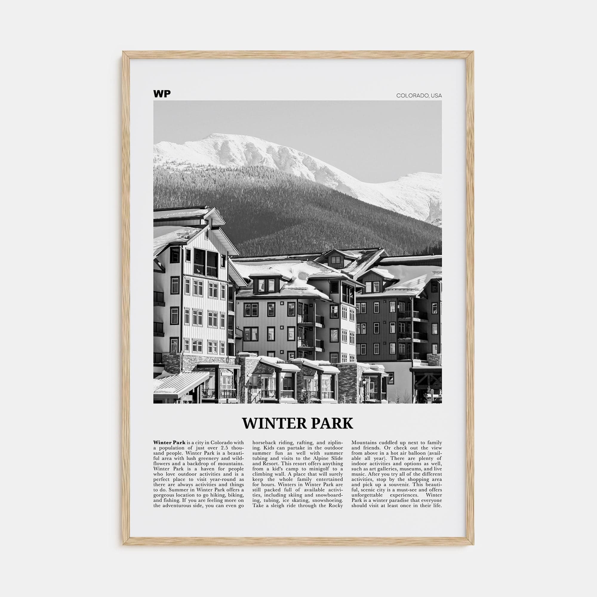 Winter Park Poster Natural Wood / 8x12 in Nbourhood Travel B&W Poster